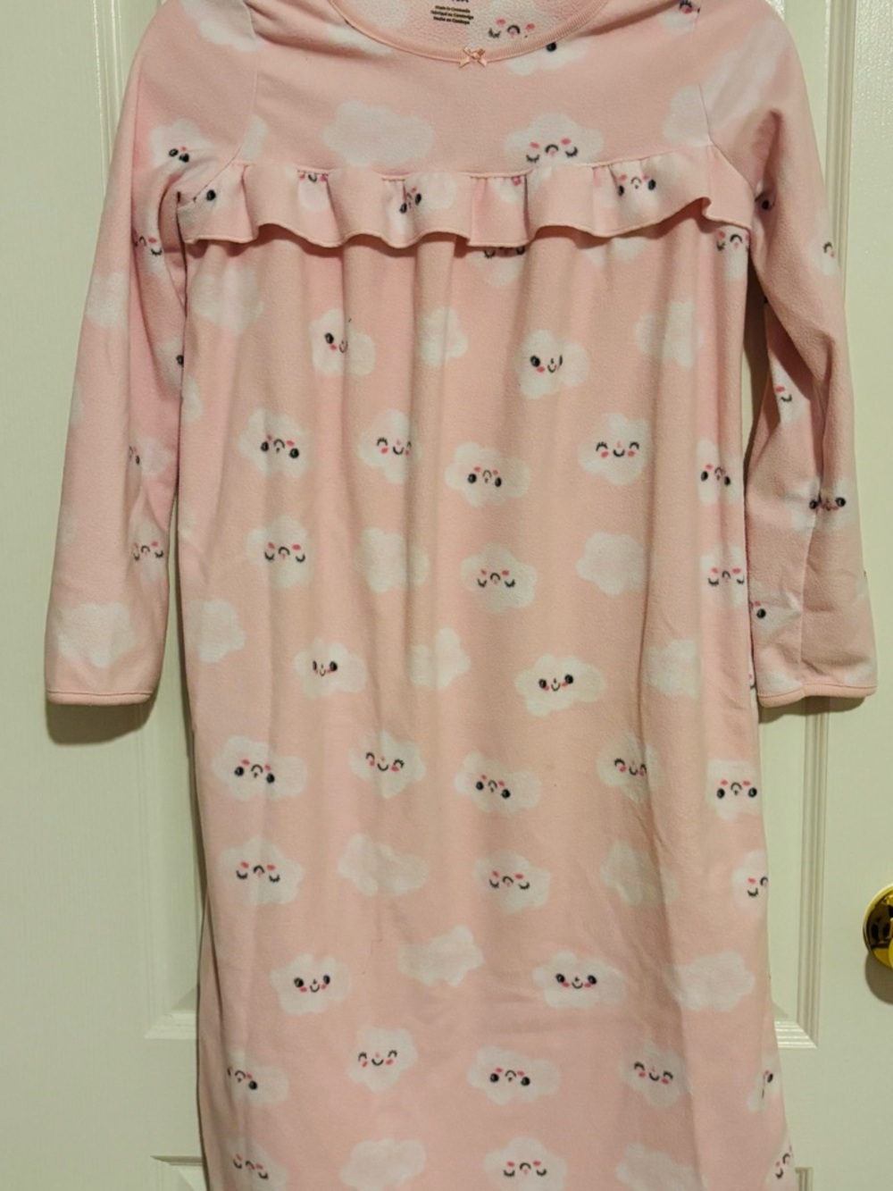 Carter's Pink Cloud Print Long-Sleeve Nightgown with Ruffle